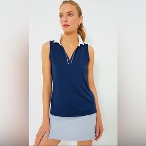 Tommy Bahama Women’s Blue Golf Polo with White Accents Size S